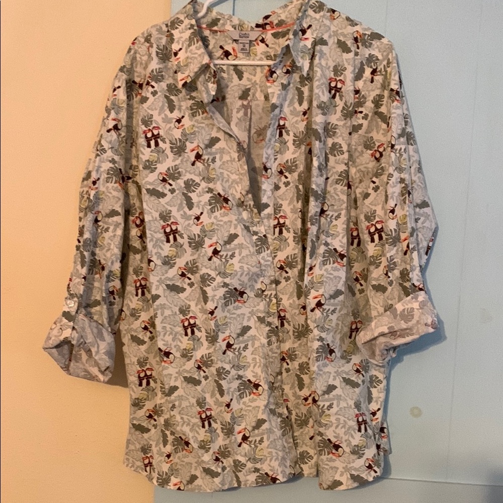 Croft & Barrow Gray Casual Button Down Shirt